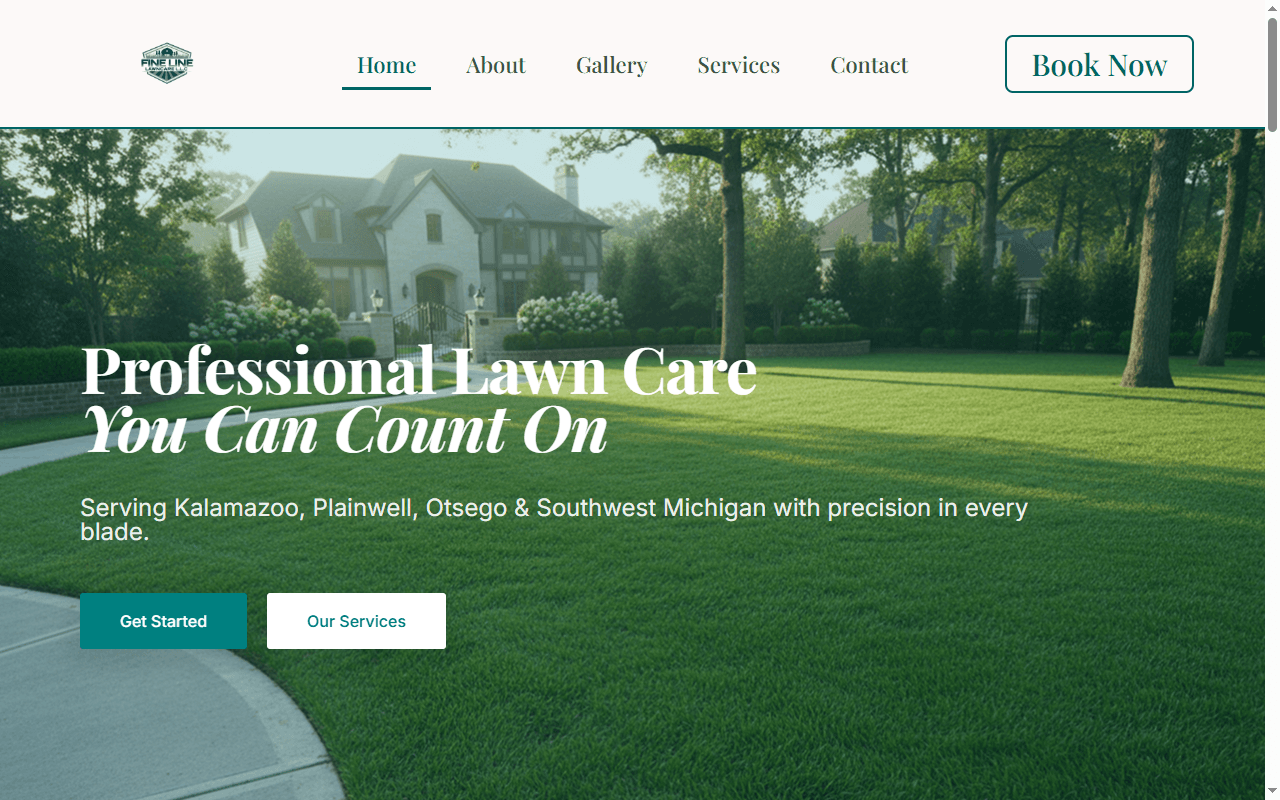 Fine Line Lawncare website screenshot